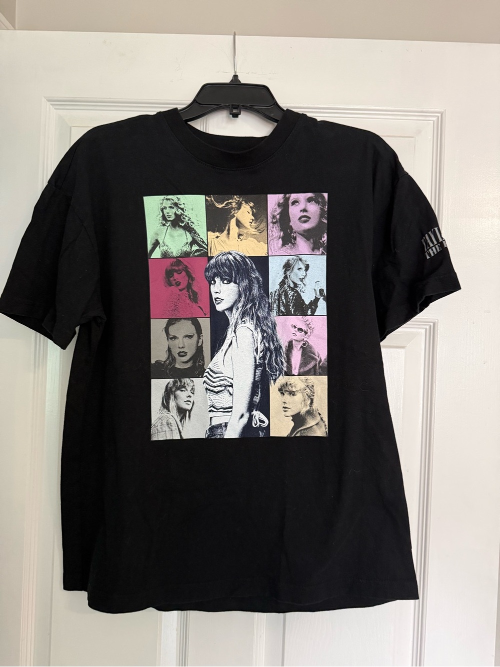 Taylor Swift Black Short Sleeve Graphic Tee with Multicolor Photo Grid